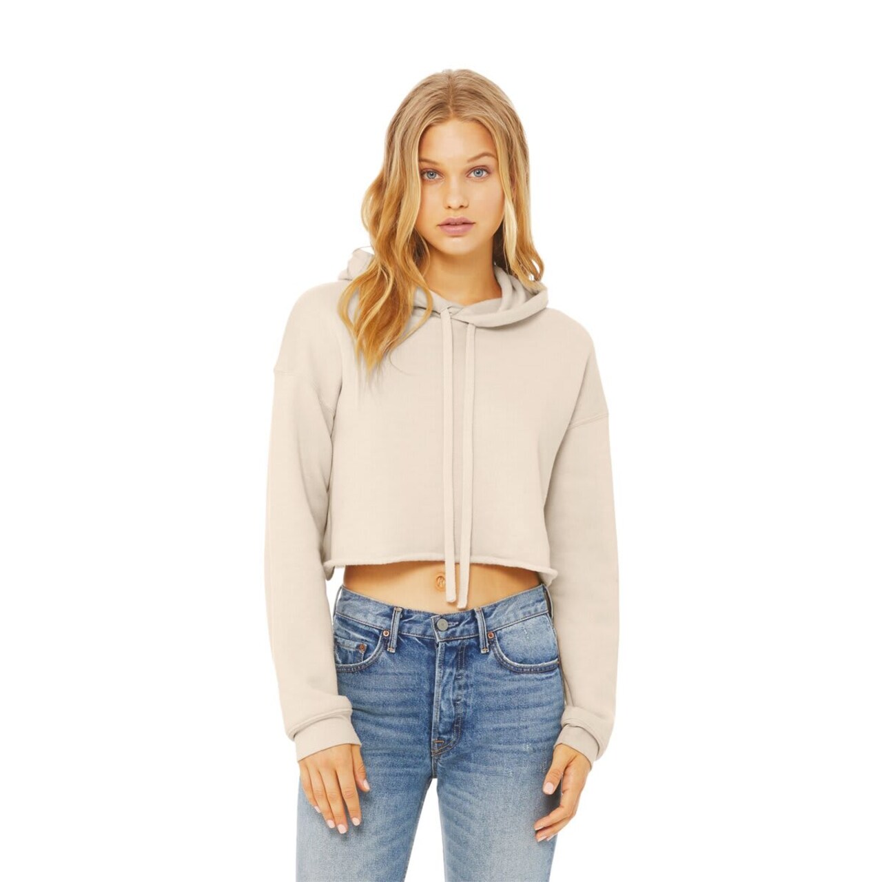 Bella + Canvas Cropped Fleece Hoodie - Heather Dust, Size X-Large